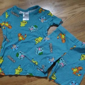 Pokemon Kids Pajama Set - Teal with Colorful Characters